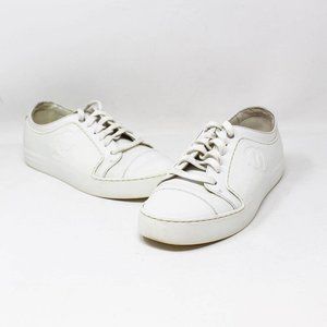 CHANEL #42876 White Leather Trainers Sneakers (US 6 EU 36)